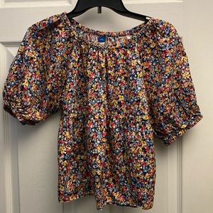 Old Navy Floral Peplum Puff Sleeve Top, Small Petite